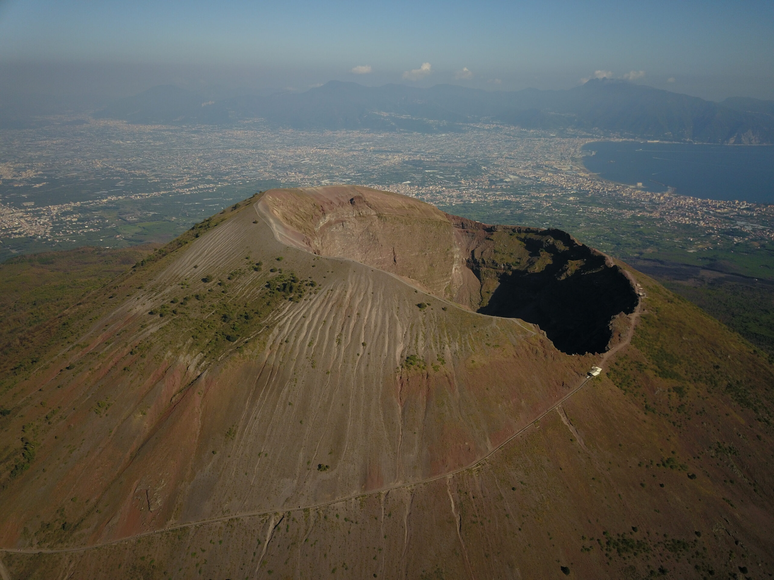 Aerial Drone Footage Of Mount Vesuvius In South Italy On