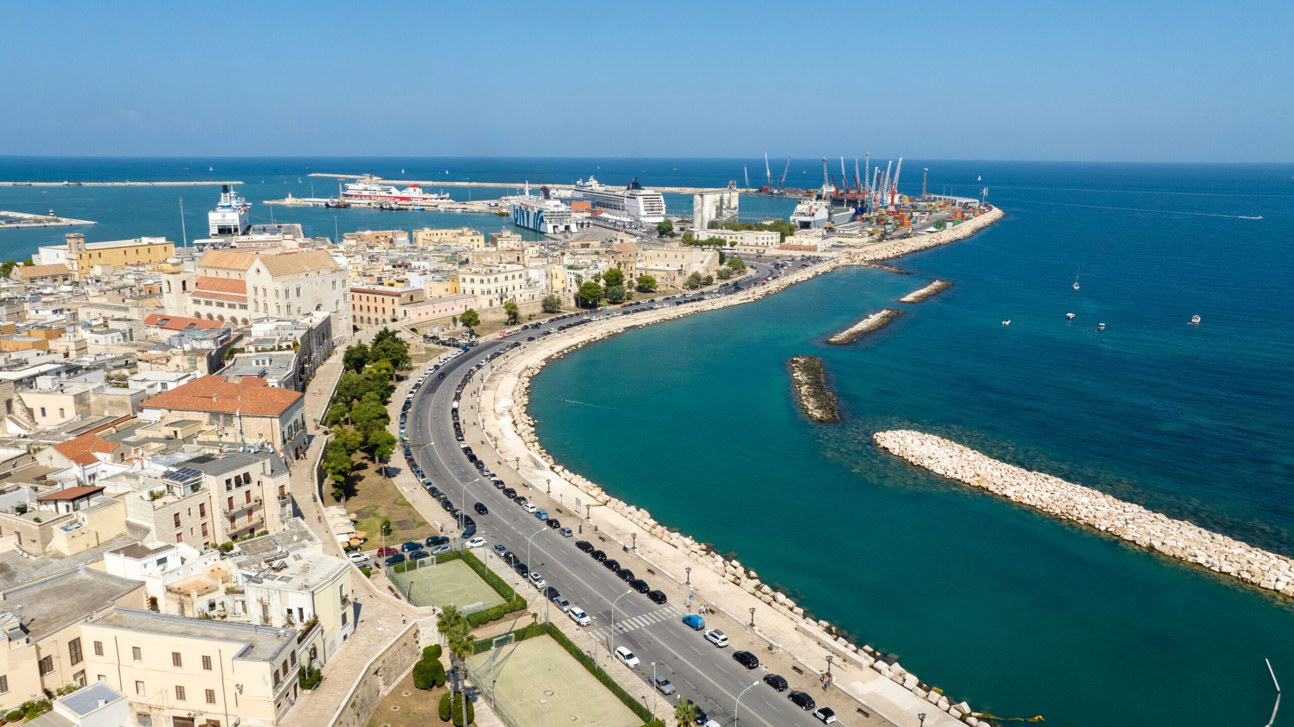 Aerial View Of The Seafront Of Bari Puglia Italy There