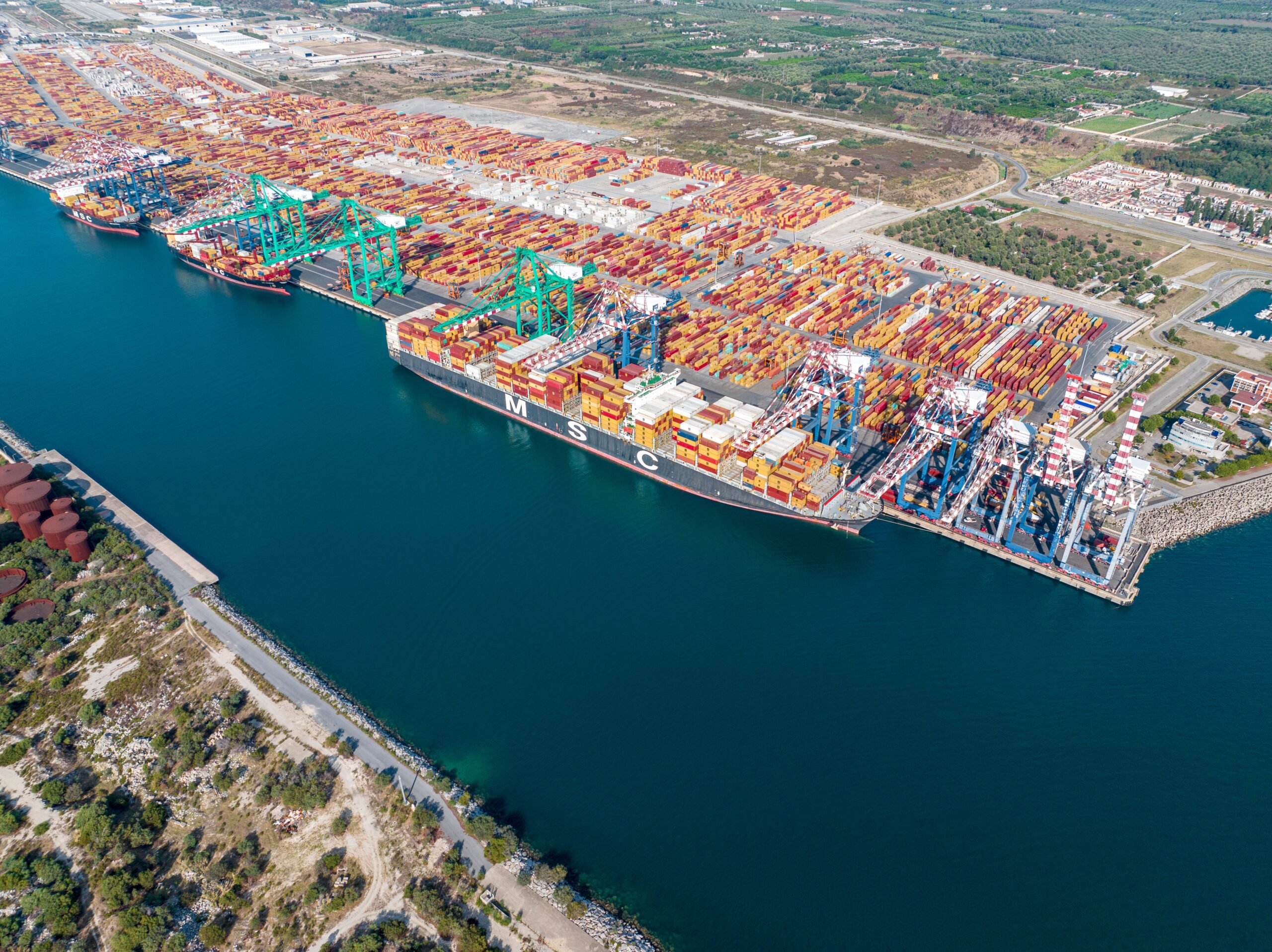 Aerial View Of The Port Of Gioia Tauro Calabria Italy